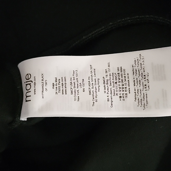 Maje Triangle Lace Up Detail Sweatshirt Velvet Ribbon Black - Picture 3 of 5